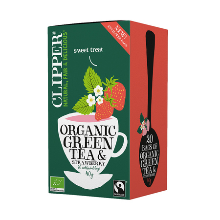 Clipper - Organic Green Tea & Strawberry - 20 Tea Bags
