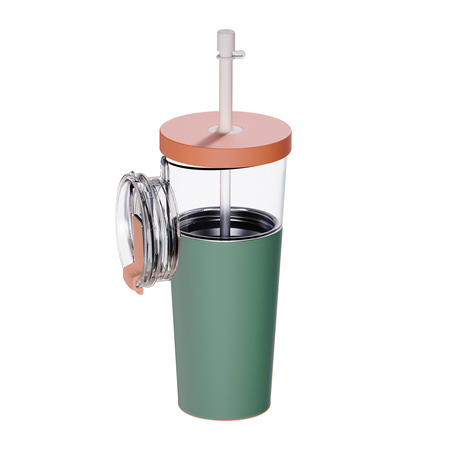 Asobu - Marina Pastelno Zelena - 845 ml 2 u 1 Putna Šalica sa Slamkom