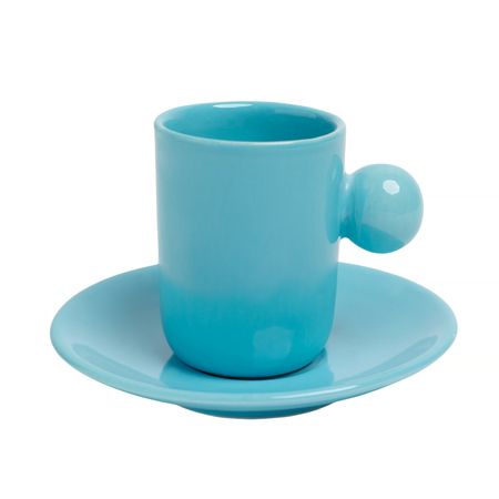 Keramika 36 - Keramička šalica i tanjurić 110ml Svijetloplava