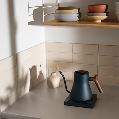 Fellow Stagg EKG PRO Electric Pour Over Kettle Stone Blue with wood handle 900 ml